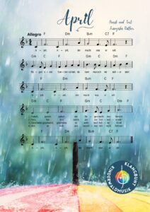 Kunststücke von Klangbunt - Noten für das Lied: "April" von Franziska Näther, Klangbunt Kinderwaldmusik Musikschule Göttingen